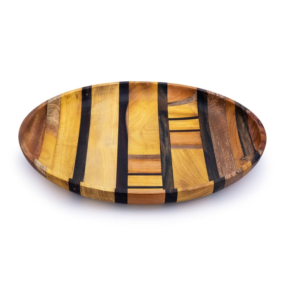 Artisan Upcycled End Grain Fruit Bowls (2 Patterns &amp; 2 Sizes Available) - B, Large