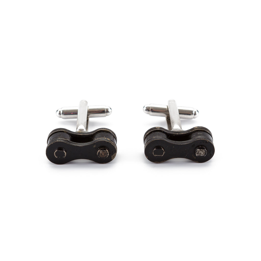 Paguro Upcycle Recycled Bicycle Chain Cufflinks Eco Gift - Black