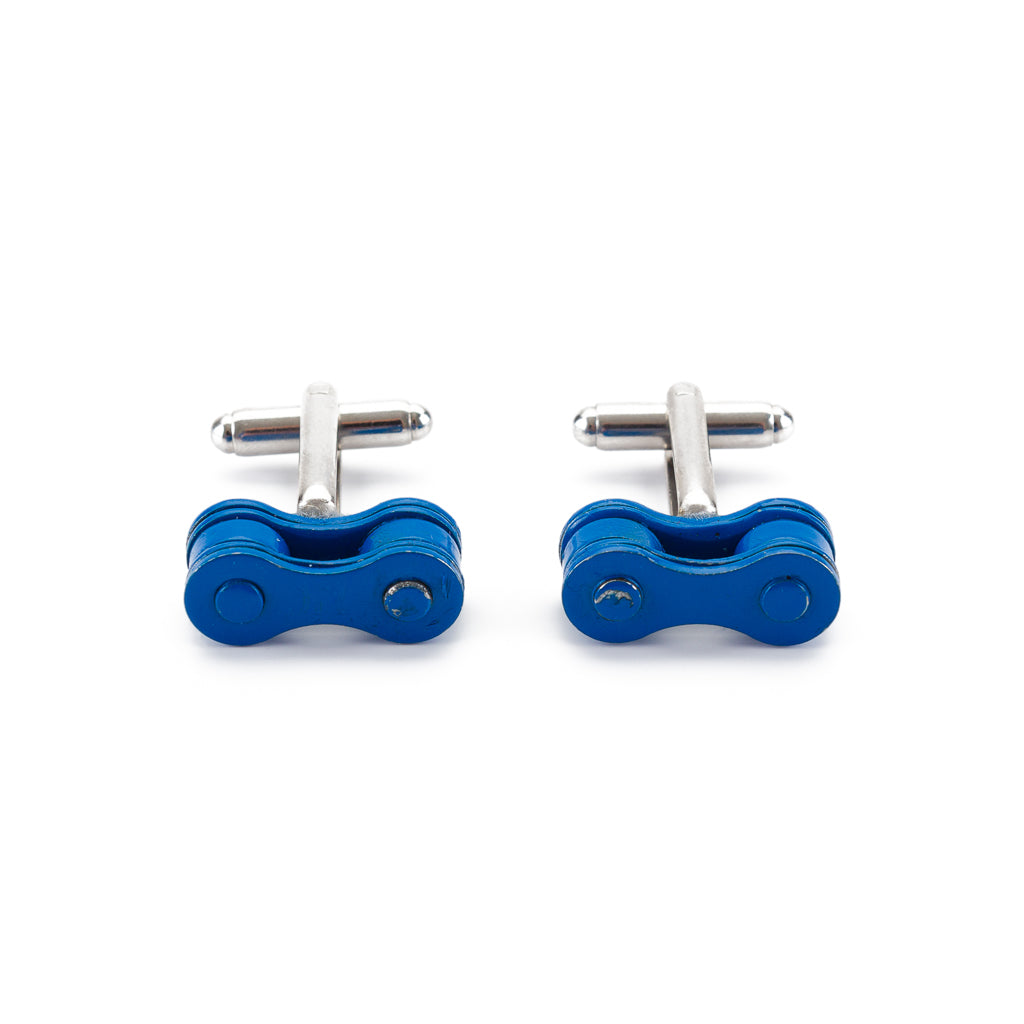 Paguro Upcycle Recycled Bicycle Chain Cufflinks Eco Gift - Blue