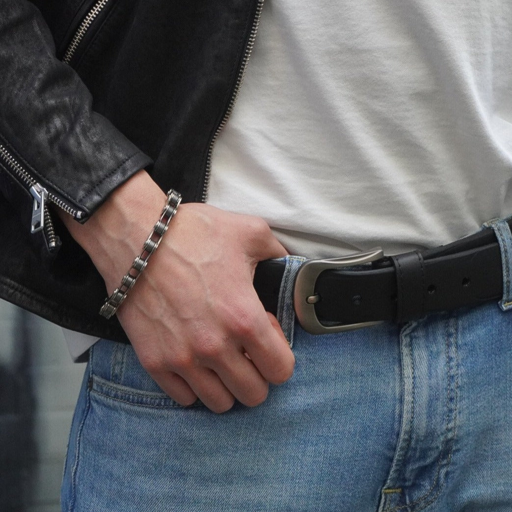Recycled Rubber Motorbike Tyre Vegan Belt (large Buckle)