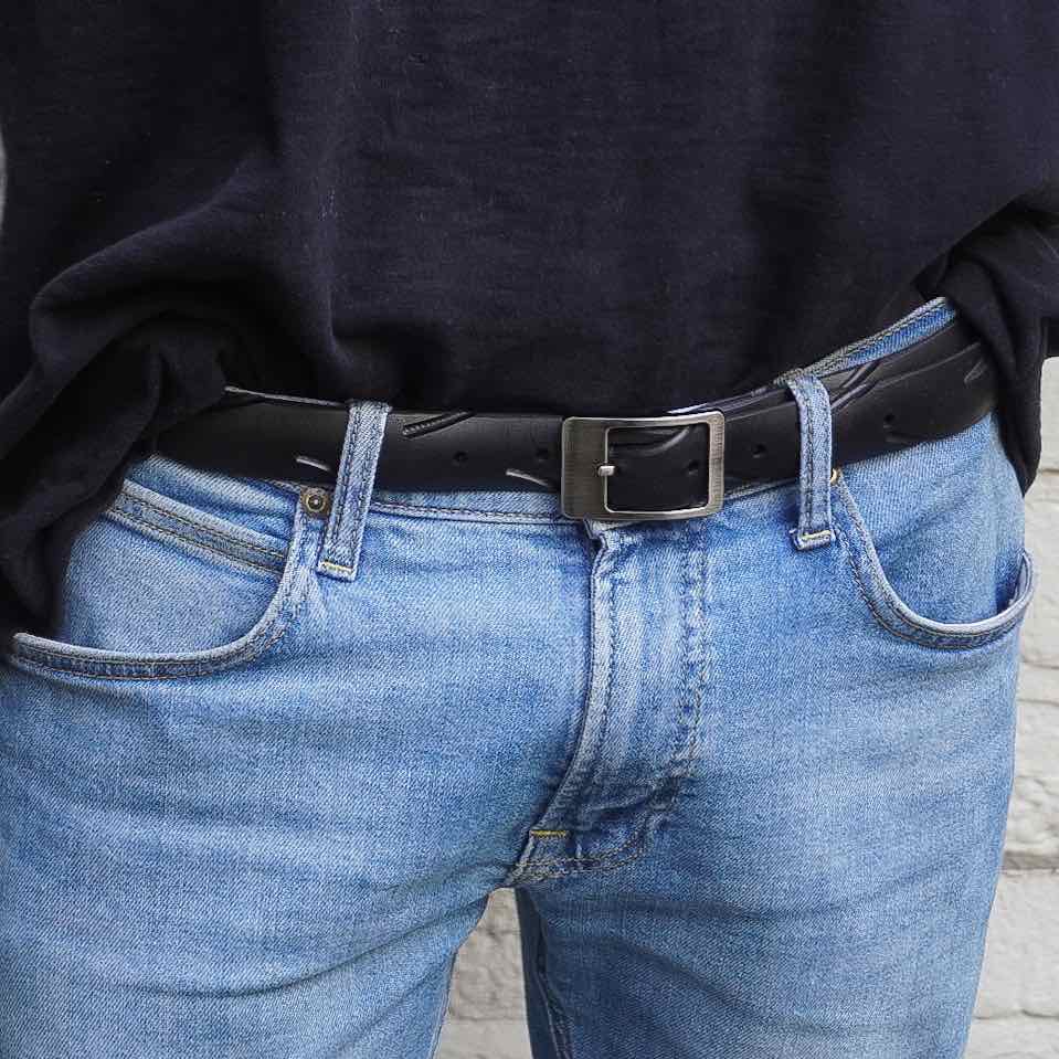 Slim Recycled Tyre Vegan Biker Belt