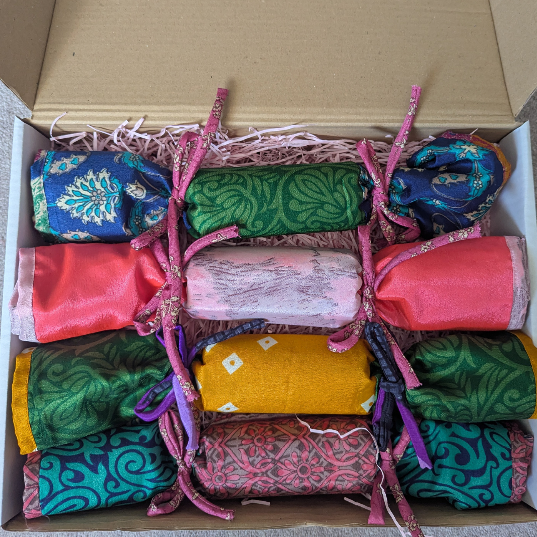 Reusable Upcycled Sari Christmas Cracker