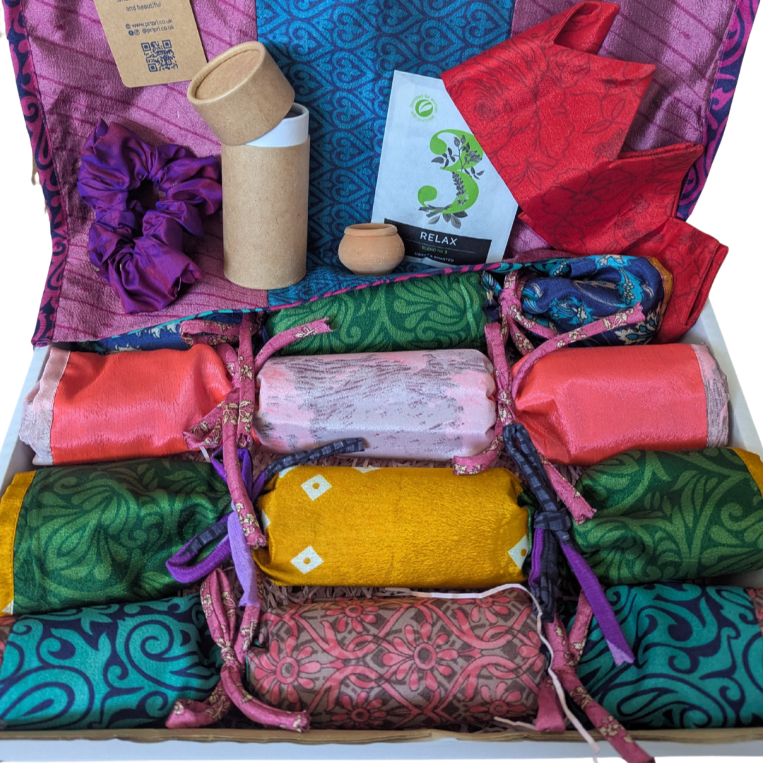 Reusable Upcycled Sari Christmas Cracker