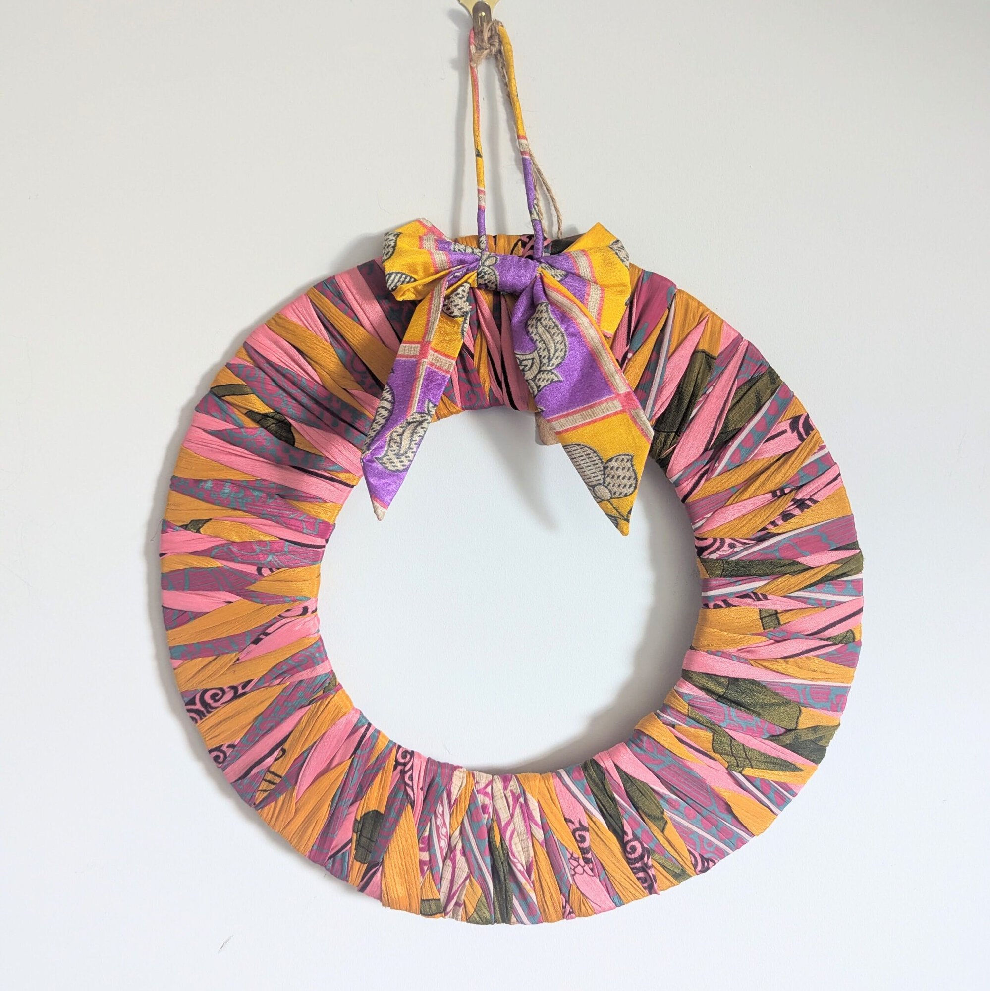 Upcycled Bow Ring Wreath - Pinks