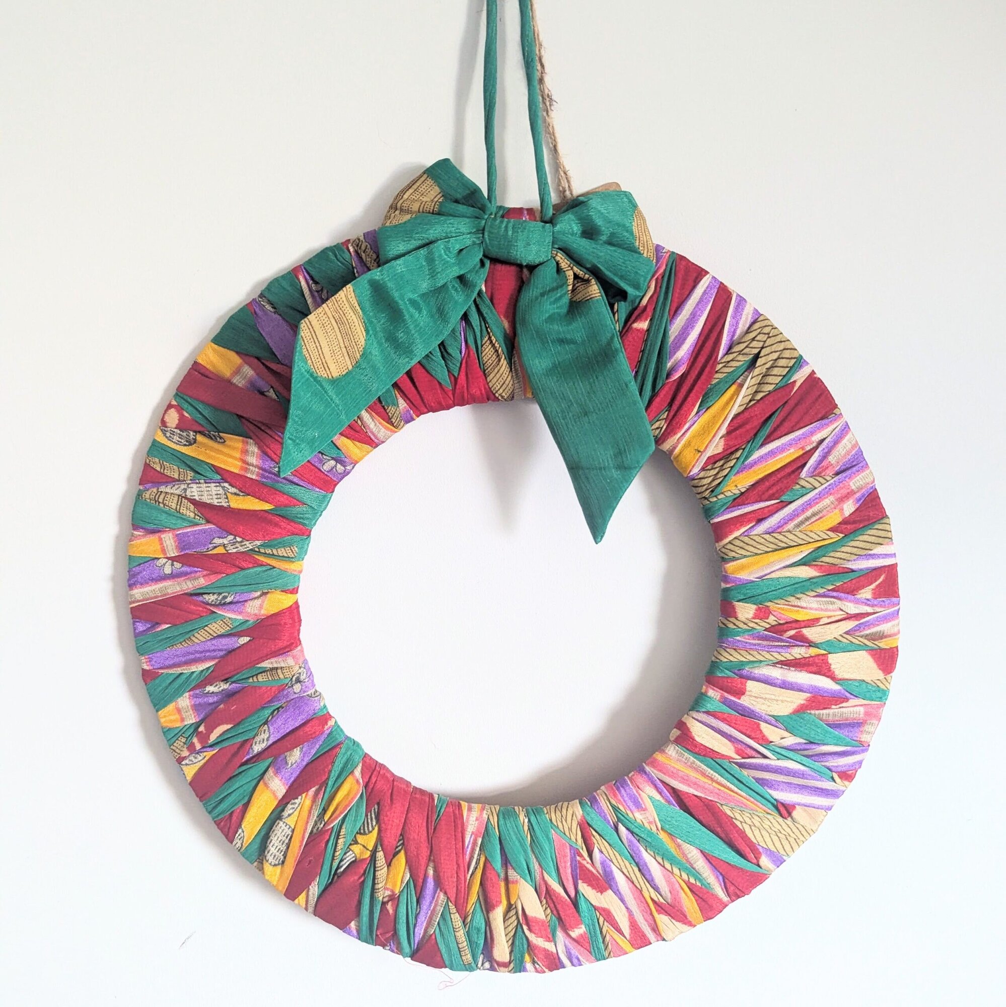 Upcycled Bow Ring Wreath - Reds