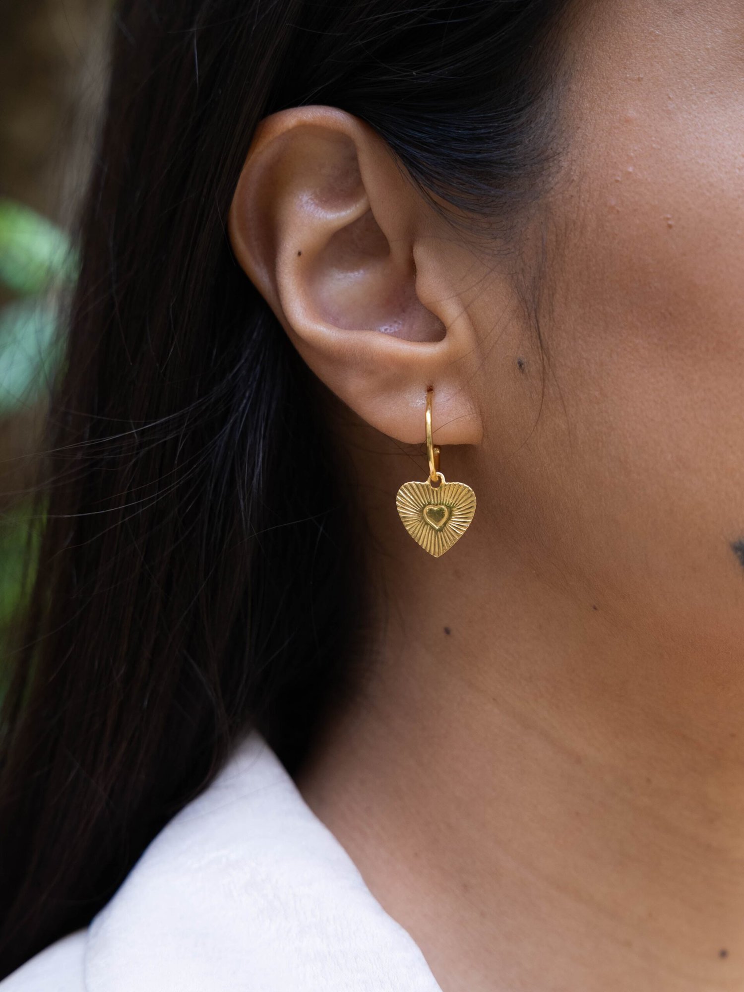 Lira Heart Charm Hoops Gold