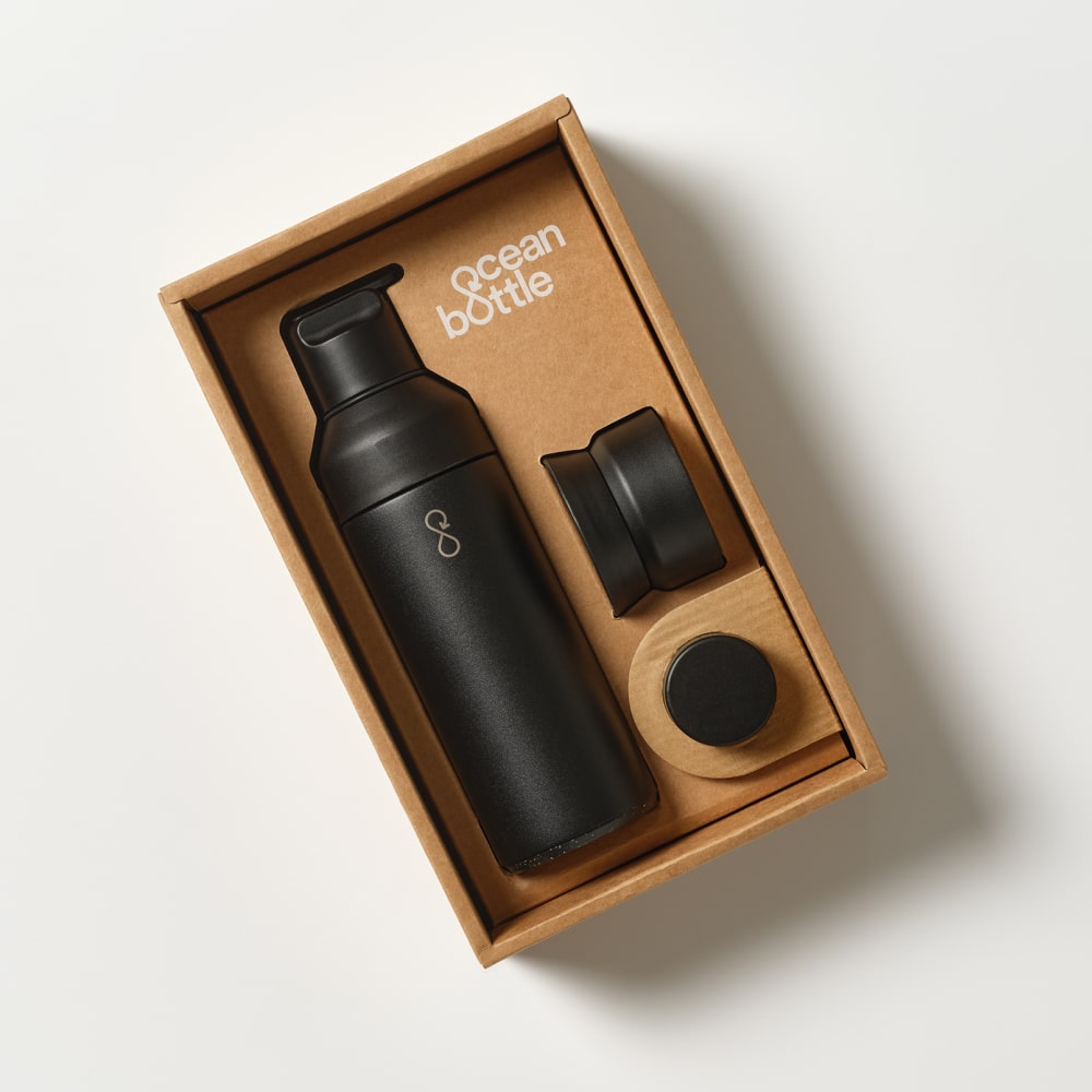 The 3 In 1 Ocean Bottle Gift Set - Obsidian Black (500ml)