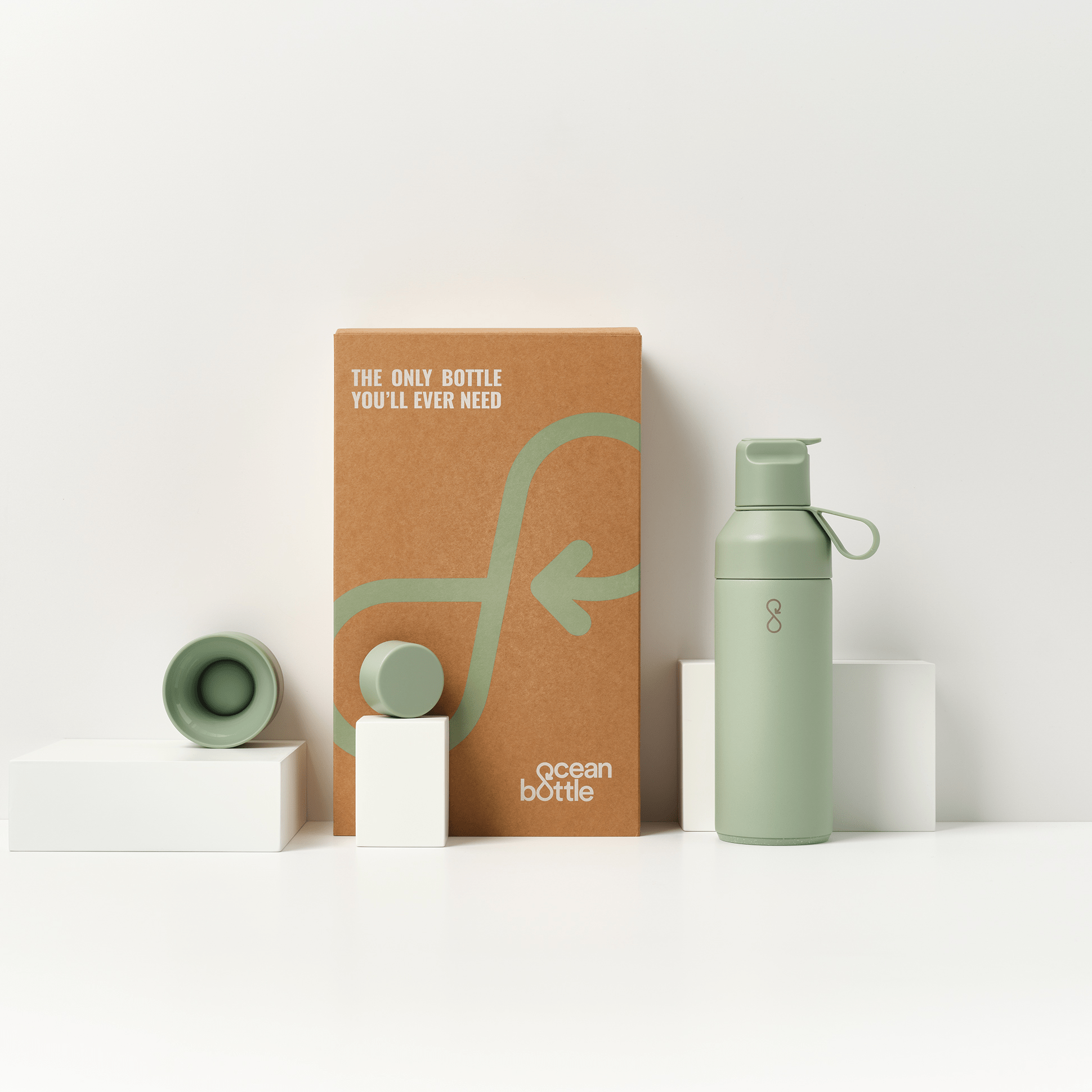 The 3 In 1 Ocean Bottle Gift Set - Shale Green (500ml)