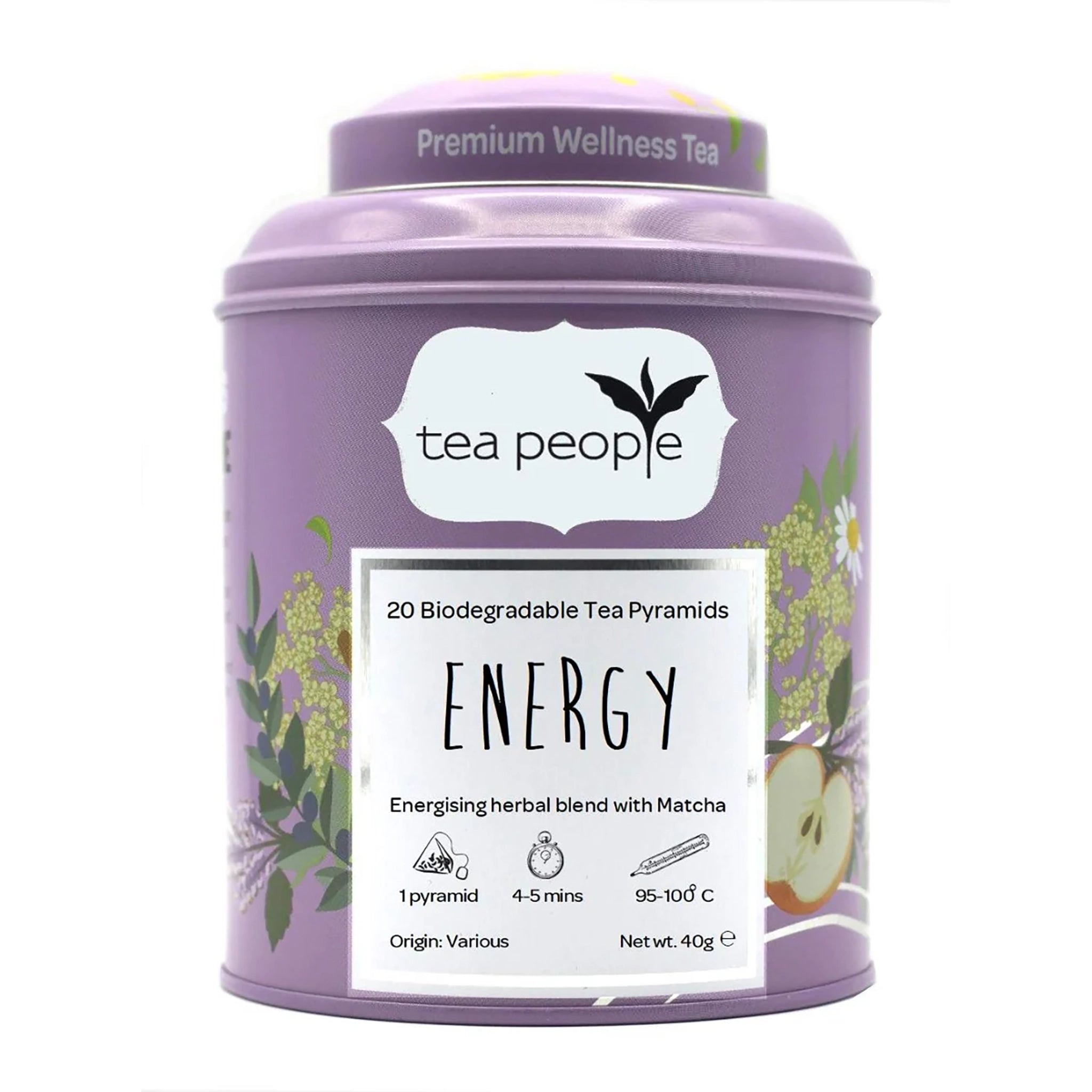Energy - Wellness Tea Pyramids - 20 Pyramid Tin Caddy