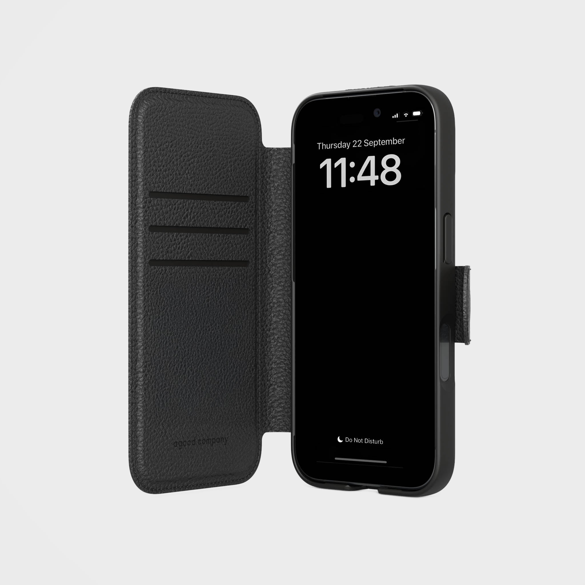 Circular Wallet Phone Case, Clasp Magnet | Black