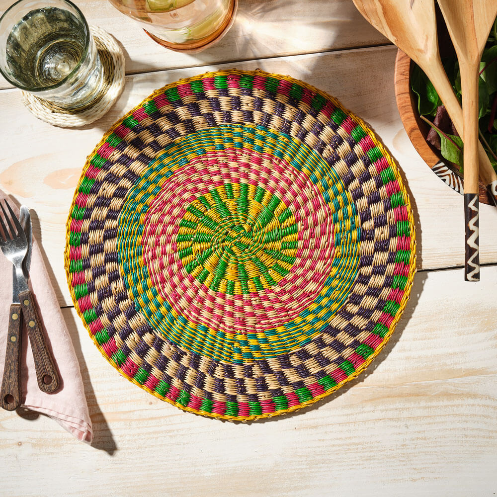 Mix And Match Colourful Woven Placemats - yellows and greens