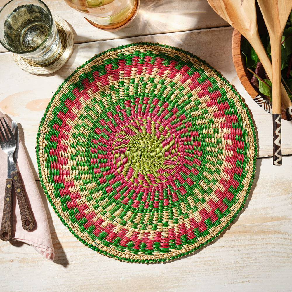 Mix And Match Colourful Woven Placemats - pinks and greens