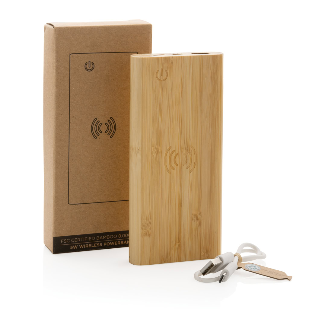 Bamboo 8000mah Wireless Powerbank