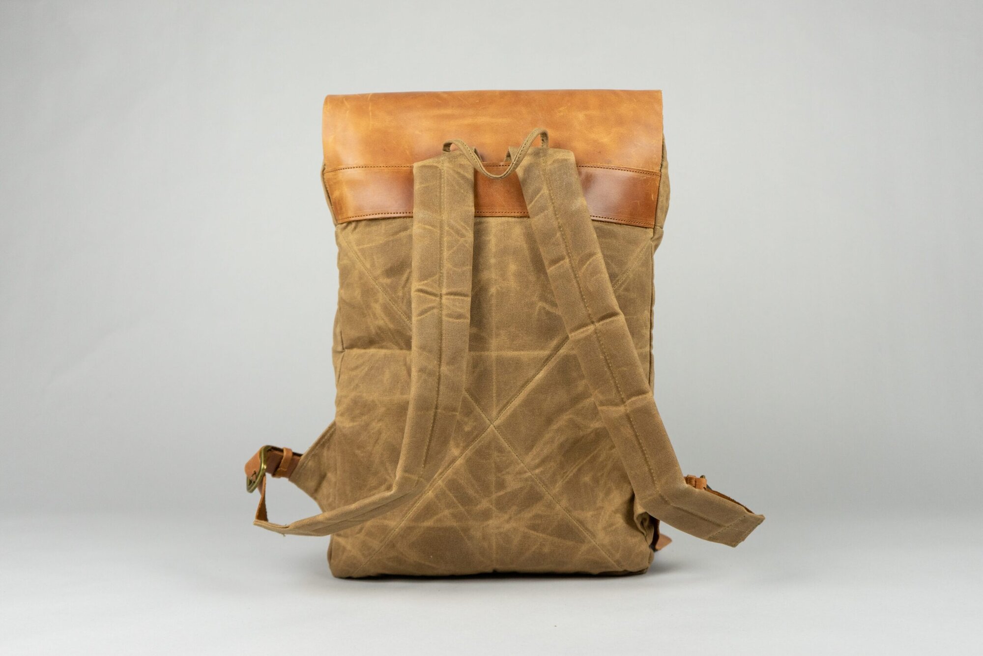 Cotton Canvas Backpack With Vegetable Tanned Leather