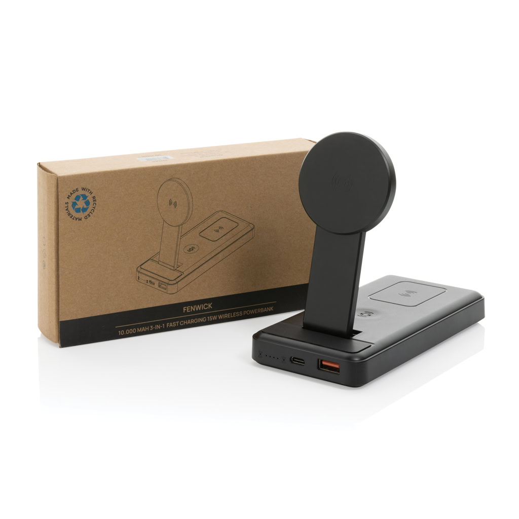 Recycled Plastic 10000mah 3-in-1 Fast Powerbank