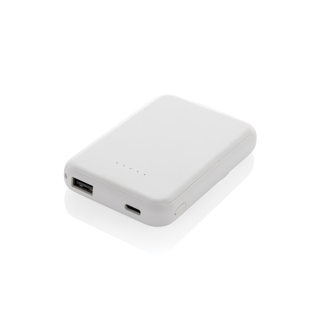 Recycled Plastic Magnetic Powerbank 5000mah 5w - White