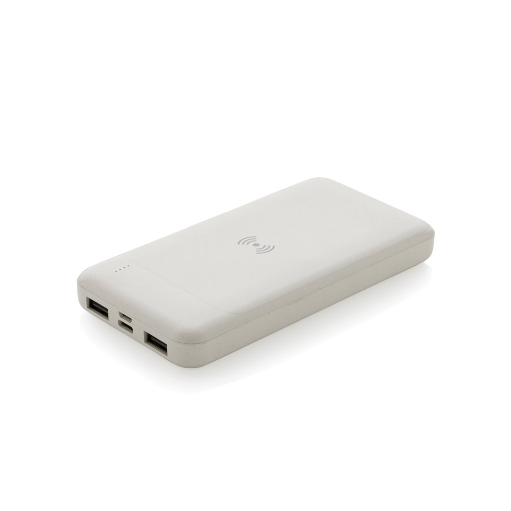 Recycled Plastic Wireless 8,000mah Power Bank - White