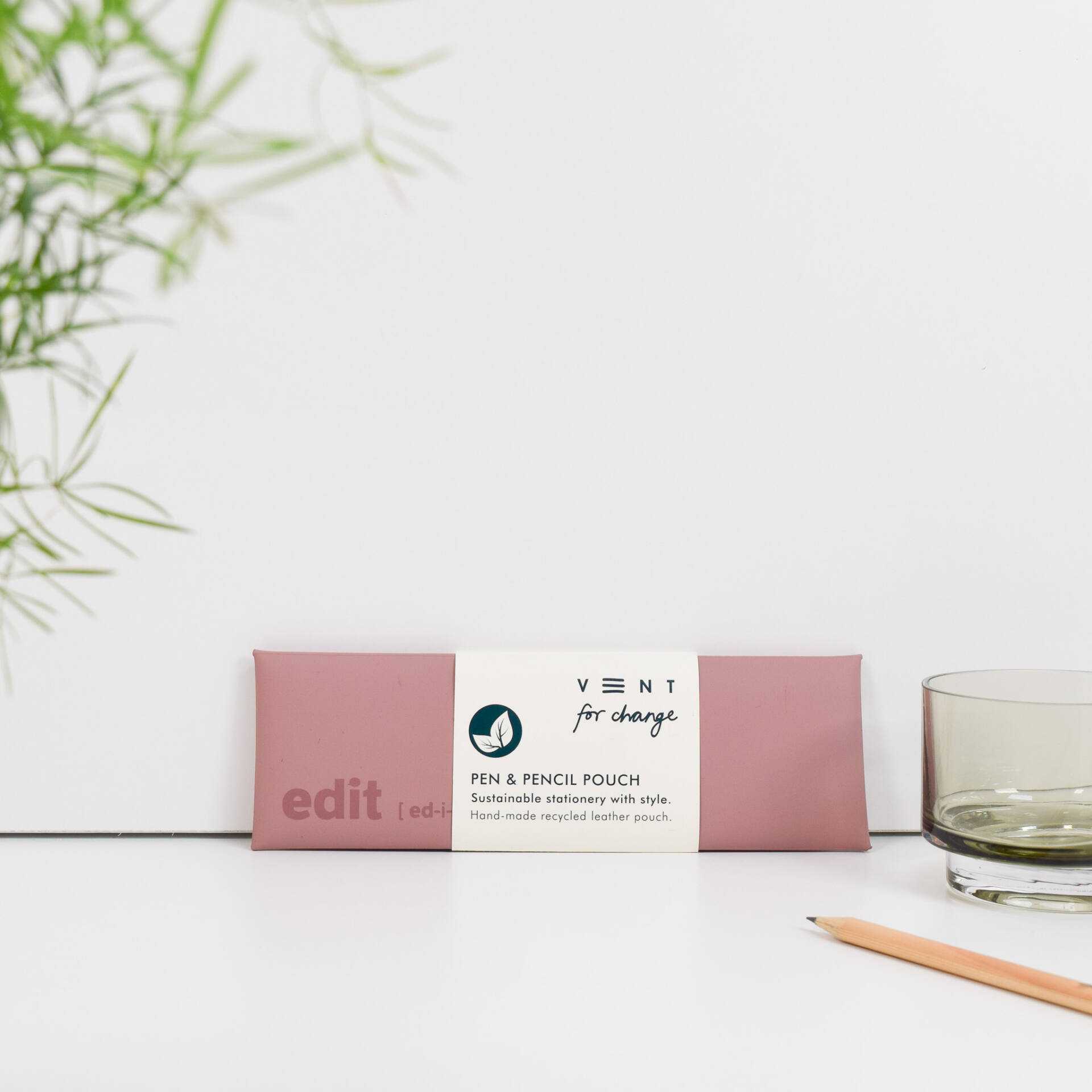 Pen/Pencil Pouch Recycled Leather - Powder Pink