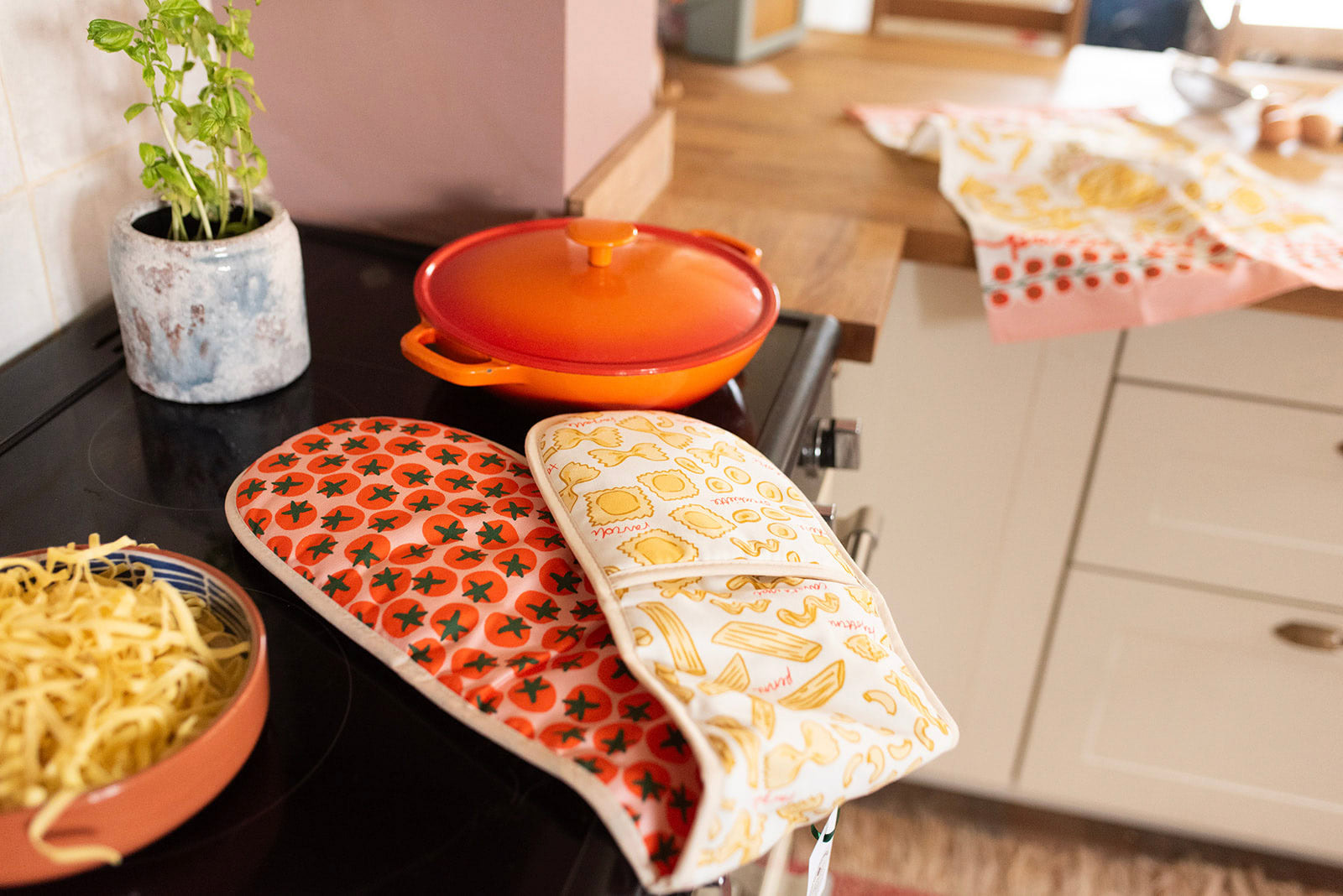 Pasta Lovers Organic Cotton Oven Gloves