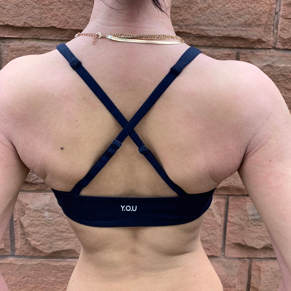 Women's organic cotton bralette in navy blue